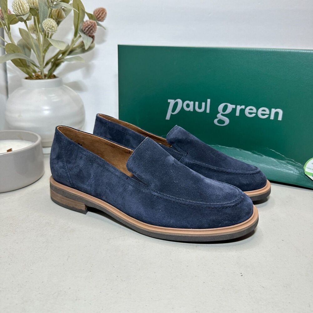 Paul Green Shelby Moc Toe Slip-On Flat Shoe Space Suede Blue Women 6.5 Tried On